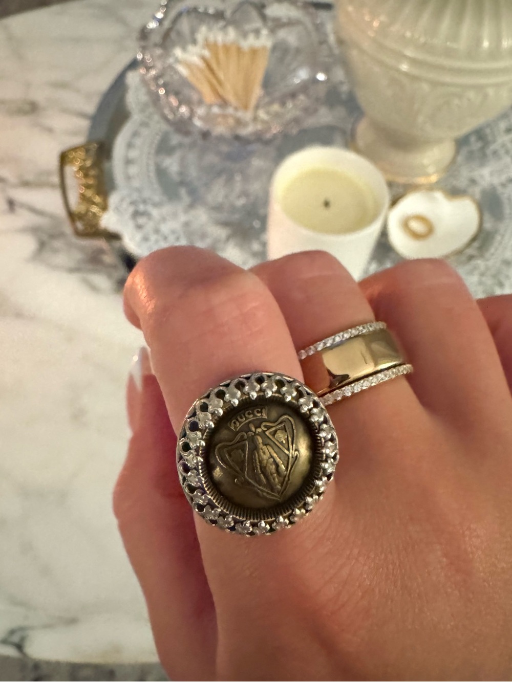 Handcrafted Gucci Button Ring